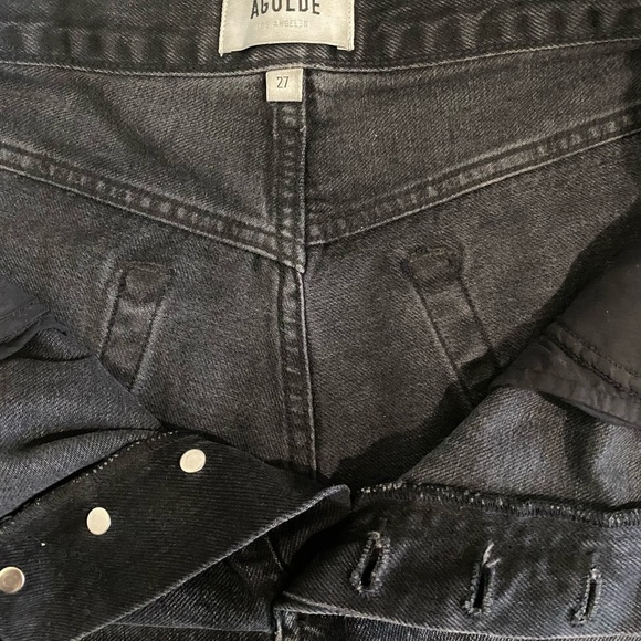 Agolde Parker Shorts Vintage Black Crash Jean Denim - Picture 13 of 16